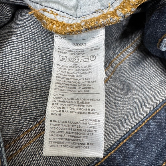 {GAP} "Standard" Mens Dark Blue 33x30 Relaxed Straight Leg Denim Jeans - Picture 6 of 8